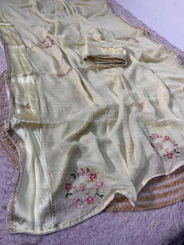 Vinayak checks handwork wholesale saree suppliers